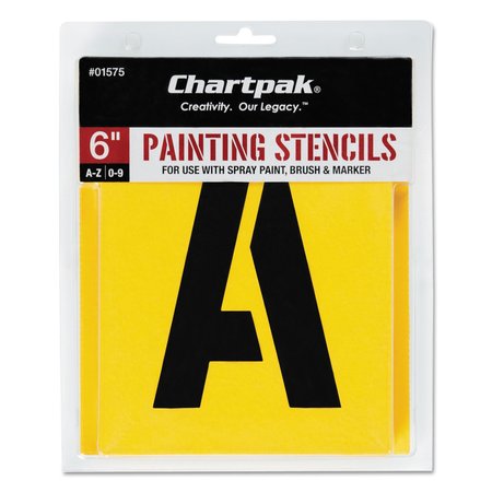 Chartpak Professional Lettering Stencils, Painting Stencil Set, A-Z Set/0-9, 6" Manila, 35PK 01575